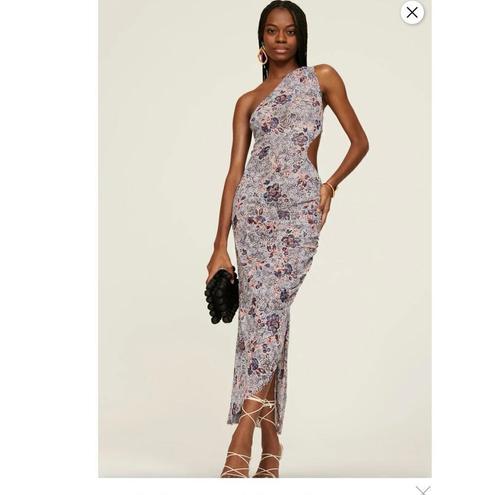 MISA Los Angeles Women Multicolor Floral Print Aries Cutout Sheath Dress Size L